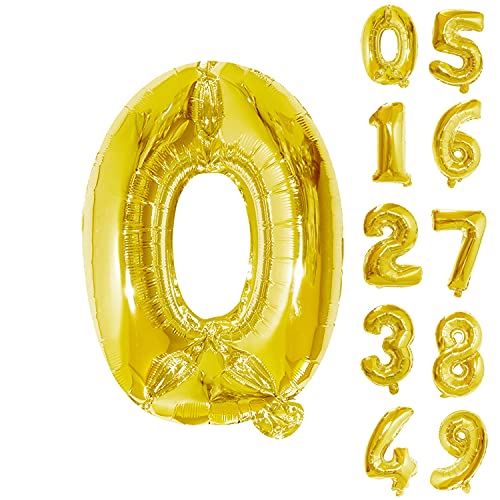 Trimming Shop Zahlenballons, 40,6 cm, Zahl 0, Goldballon, selbstaufblasend, luftgefüllt, kleine Folienziffern, Ballon für Geburtstagsparty, Hochzeit, Jahrestag, Feier, Dekoration Supplies von Trimming Shop