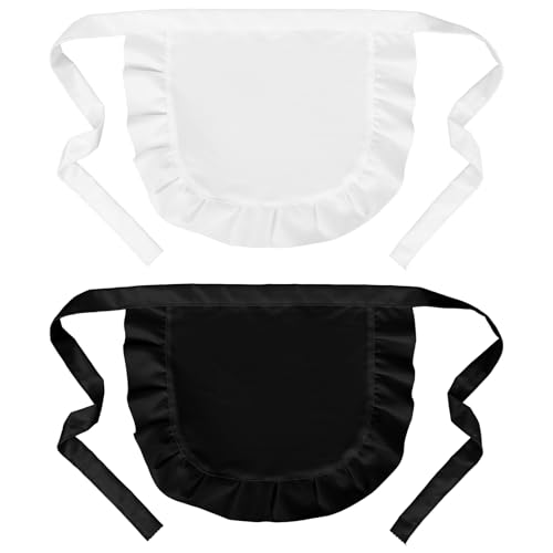 2 x Cosplay-Taillenschürze, weiß und schwarz, bauschig, eng, Kostüm, halbe Schürze, Küche, Party, Party, Cosplay, Kostüme, Kleid, Zubehör für Frauen und Mädchen 2 x Cosplay-Taillenschürze, weiß und schwarz, bauschig, eng, Kostüm, halbe Schürze, Küche, Party, Party, Cosplay, Kostüme, Kleid, Zubehör für Frauen und Mädchen von Trinkrittey