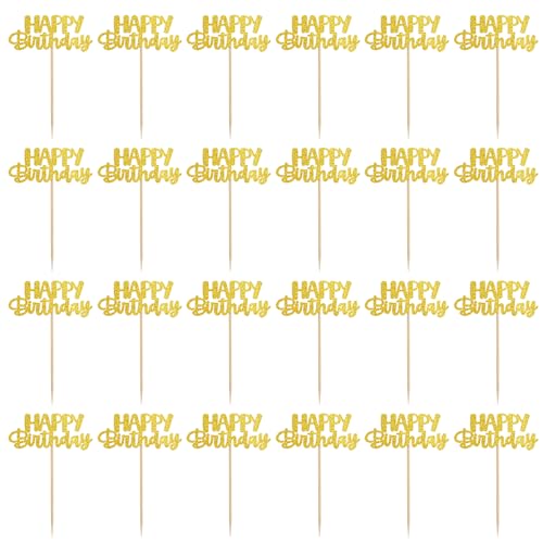 24 Stück Happy Birthday Tortendeko Geburtstag Cupcake Topper Glitzer Cake Topper Birthday Kuchen Topper Gold Cupcake Pick für Babyparty Kindergeburtstag Party Dekoration 24 Stück Happy Birthday Tortendeko Geburtstag Cupcake Topper Glitzer Cake Topper Birthday Kuchen Topper Gold Cupcake Pick für Babyparty Kindergeburtstag Party Dekoration von Trinkrittey