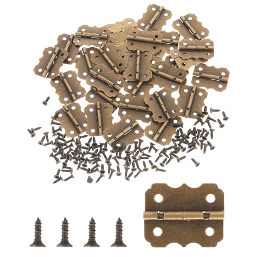 30 Stück Scharniere Mini Antik 25mm × 20mm Retro Design Scharnierband Kleine Klappscharniere Metall Scharnier Metall Klavierband Scharnieren Klein mit 120 Schrauben für Holzbox Schmuckbox Cabinet von Trinkrittey