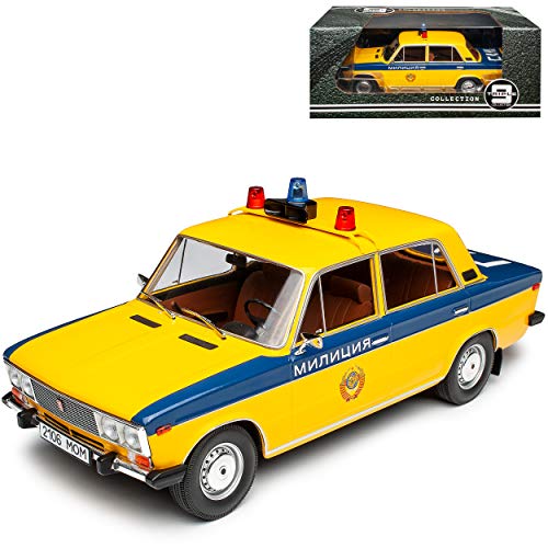 Lada 2106 1600 Limousine Gelb Blau Polizei CSSR 1979-2012 1/18 Triple 9 Modell Auto von Triple9