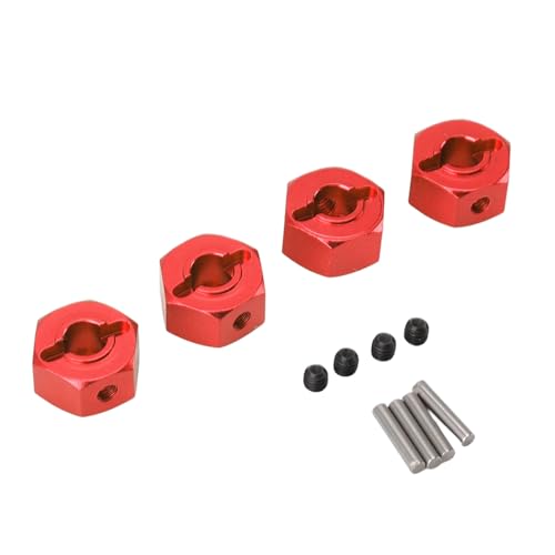 Trisar 12-mm-Rad-Sechskant-Adapter, RC-Auto-Rad-Sechskant-Adapter, Einfache Installation, 4 Stück, Kompakt, für RC-Auto-Zubehör (Rot) von Trisar