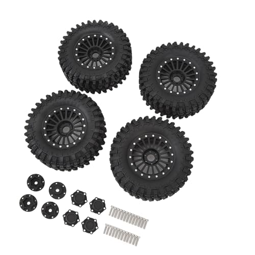 Trisar 2,6 Zoll RC Crawler Reifen, 2,6 Zoll RC Autoreifen Aluminiumlegierungsfelge 4 Stück RC (Black) von Trisar
