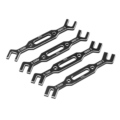 Trisar Spurstangen-Einstellschlüssel, RC-Autoschlüssel, Mehrere Größen, 4 Stück, für Zuhause (Black) von Trisar