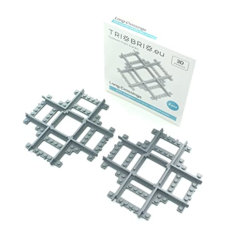 Trixbrix.eu Long Crossings - 2pcs Compatible with Lego City Train Sets 60197 60198 10277 60205 60238 60337 von Trixbrix.eu