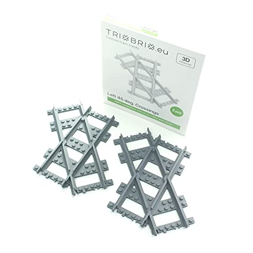 Trixbrix.eu Left 45 deg. Crossings Compatible with Lego City Train Sets 60197 60198 10277 60205 60238 60337 von Trixbrix.eu