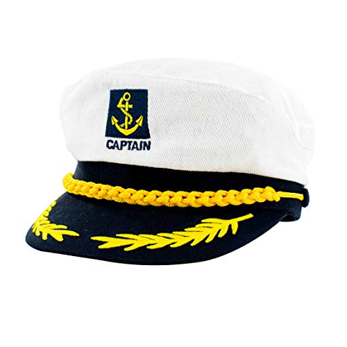 TRIXES Kapitänsmütze Weiß/Navy Blau Verstellbare Captain Sailor Marine für Karneval von TRIXES