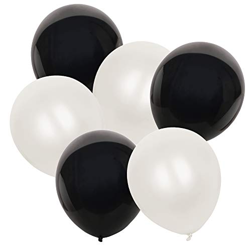 TRIXES Packung mit 50 schwarzen und weißen Latexballons - Stilvoller monochromer Effekt - 30,5 cm - Perfekte Dekoration für Hochzeiten Geburtstage Feste von TRIXES