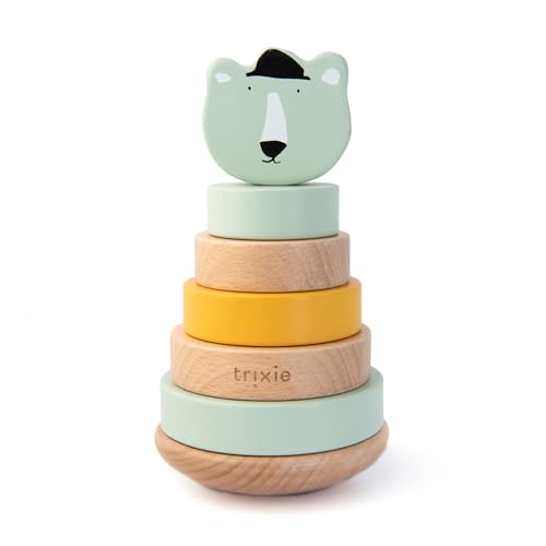 Trixie Stapelturm mit Ringem aus Holz Mr. Polar Bear Eisbär Mint von Trixie Baby