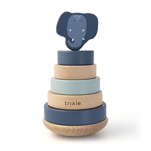 Trixie Baby Stapelturm mit Ringem aus Holz Mrs. Elephant Elefant blau von Trixie Baby