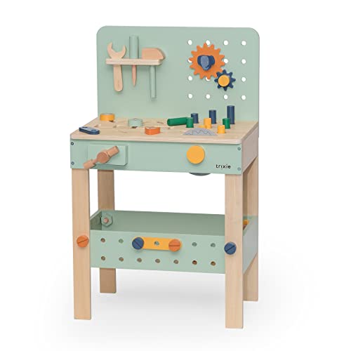 TRIXIE - Bastelbank aus FSC-zertifiziertem Holz mit Werkzeugen und Zubehör – Spielzeug für Kinder ab 3 Jahren von Trixie