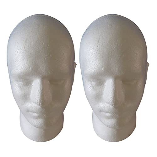 Trjgtas 2X Herren Peruecke Display Cosmetology Schaufensterpuppe Kopf Standmodell Foam White von Trjgtas