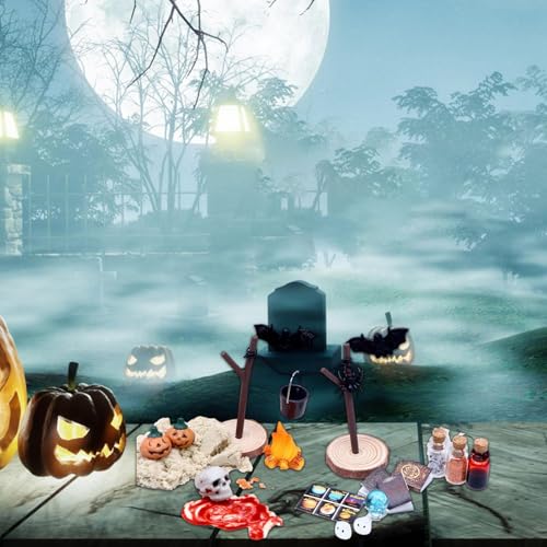 Trochate Halloween Puppenhaus-Set - 27-teiliges Miniatur-Halloween-Figuren-Horror-Spielzeugset | Wiederverwendbares Halloween-Themen-Mini-Puppenhaus-Zubehör für Heimwerker, Schreibtisch, von Trochate