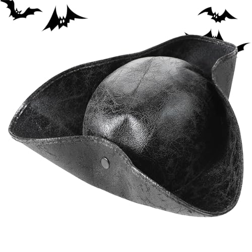 Trochate Piraten Kapitän Hut | Piraten Tricorne Hut,Kostüm Kopfbedeckung für Bühne Familientreffen Maskerade Theateraufführung Halloween Cosplay Schultheater Fasching von Trochate