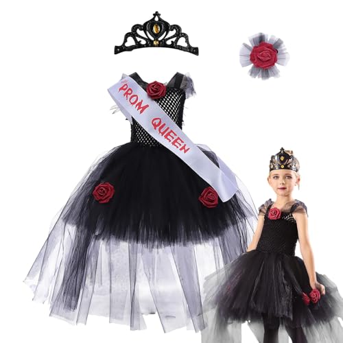 Trochate Zombie Ballkönigin Kostüm | Kinderkostüme Für Halloween - Prinzessin Outfit für Cosplay 2-10 Jahre Foto Requisite Party Karneval Geisterhaus Schulveranstaltung von Trochate
