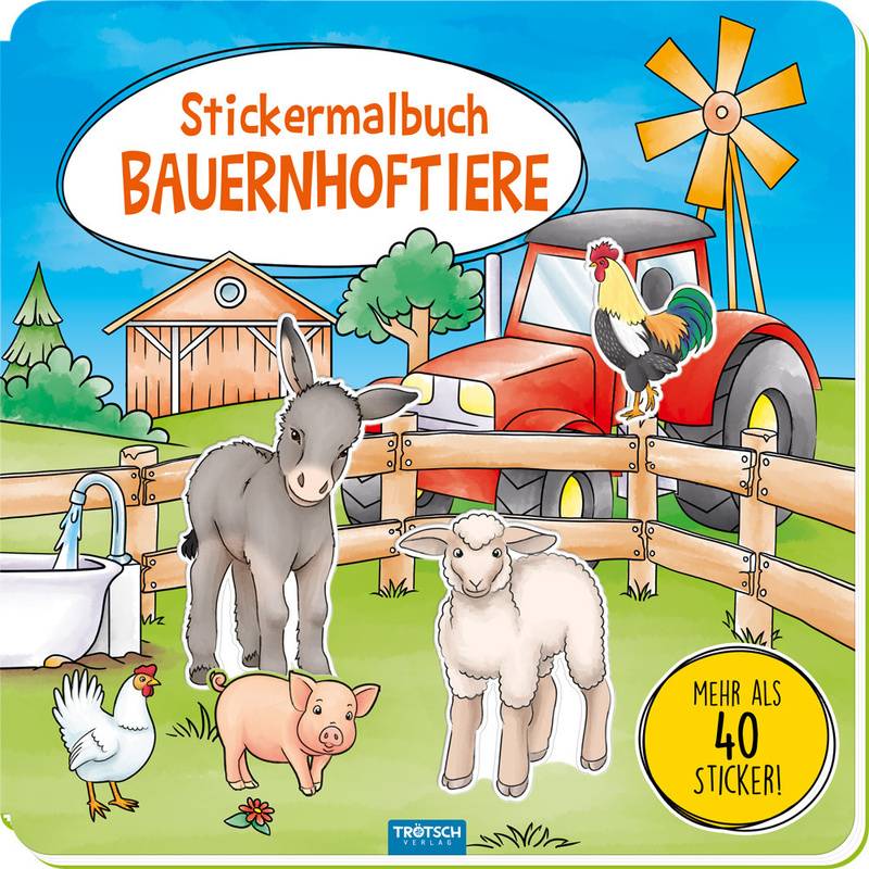 Trötsch Malbuch Stickermalbuch Bauernhoftiere von Trötsch