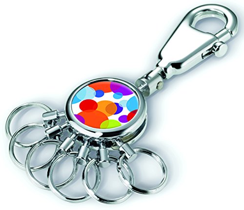 TROIKA PATENT Colour Bubbles SCHLÜSSELHALTER – #KYR01-A047 – rund, glänzend – Schlüsselanhänger - Karabinerhaken – 6 aushakbare Ringe - Schlüsselorganisation – bunt – TROIKA-Original von TROIKA