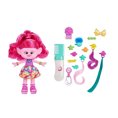 Mattel DREAMWORKS TROLLS Gemeinsam Stark – Haar-tastische Königin Poppy-Modepuppe - 15+ Zubehörteile, Glitzerkamm, herauswaschbares Glitzergel, für Kinder ab 3 Jahren, HNF25 von Mattel