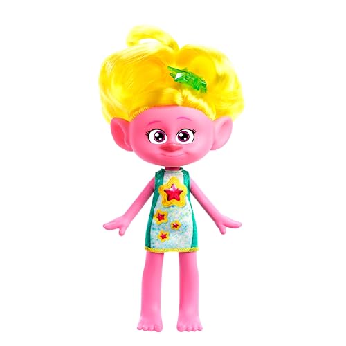 Mattel DREAMWORKS TROLLS Gemeinsam Stark – Haarige Überraschungen Viva Puppe mit leuchtend gelbem Haar und sternförmiges Zubehör für kreativen Modespaß, für Kinder ab 3 Jahren, HNF14 von Mattel