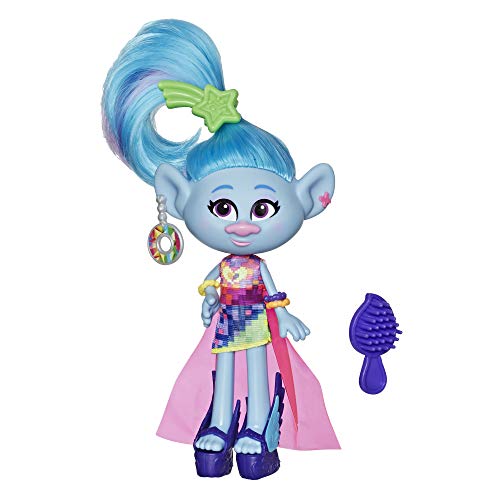 DreamWorks Trolls Glamour Seide Fashion Puppe mit Kleid, Schuhen und mehr, inspiriert vom Film Trolls World Tour, Spielzeug für Mädchen ab 4 Jahren von Hasbro Trolls