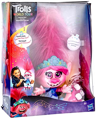 DreamWorks Trolls World Tour Haartanz Poppy, interaktive, sprechende und singende Puppe mit beweglichen Haaren, für Mädchen und Jungs ab 4 Jahren von Hasbro