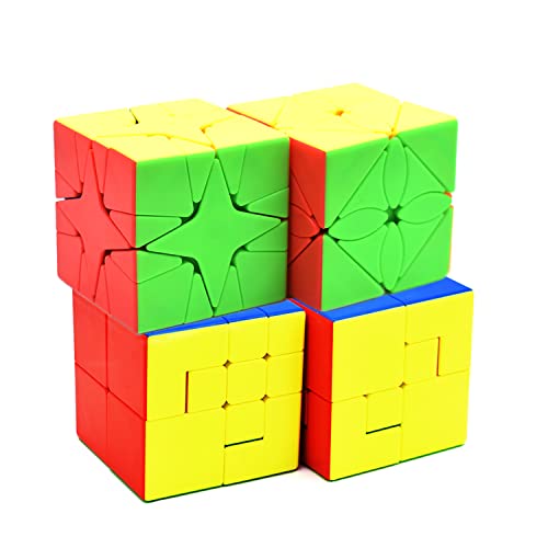 Tropibed Speed Cube Set, Stickerless Magic Cube Bundle of Polaris Würfel Ahornblatt Würfel, Marionette Cube I and II, Brain Teaser Puzzle Cube Collection für Kinder, 4er-Pack von Tropibed