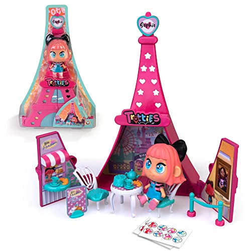 Trotties - Mini Trottie: Sophie in Paris, Spielzeugset mit rosa Eiffelturm, 1 Minipuppe und viel Zubehör, mit 3 Szenen und Aufklebern zum Dekorieren, Geschenk ab 3 Jahren, Famosa (TFT07000) von Trotties