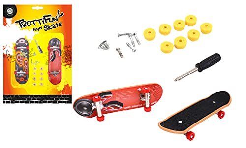 Trottifun - 2 Finger-Skateboards mit Ersatzrädern und -Schrauben - Schraubenzieher inbegriffen - 031427-14 cm - Kunststoff - Rot - Ab 3 Jahren Trottifun - 2 Finger-Skateboards mit Ersatzrädern und -Schrauben - Schraubenzieher inbegriffen - 031427-14 cm - Kunststoff - Rot - Ab 3 Jahren von Trottifun