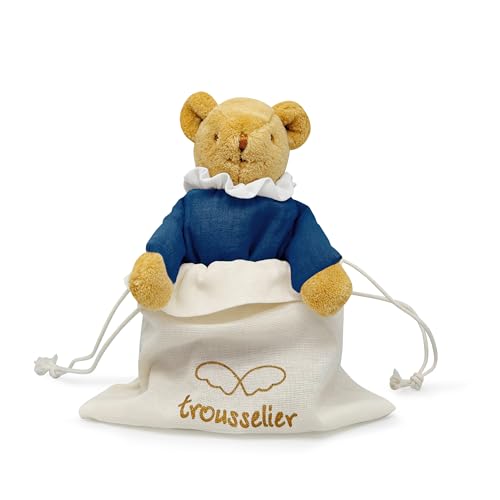 Trousselier - Schmusetuch für Babys, Bär, Babynest mit Rassel – Bär aus Bio-Baumwolle Dunkelblau – Geschenk zur Geburt Neugeborenen Jungen Mädchen – Teddybär 20 cm – Kuscheltier zur Geburt, Baby Trousselier - Schmusetuch für Babys, Bär, Babynest mit Rassel – Bär aus Bio-Baumwolle Dunkelblau – Geschenk zur Geburt Neugeborenen Jungen Mädchen – Teddybär 20 cm – Kuscheltier zur Geburt, Baby von Trousselier