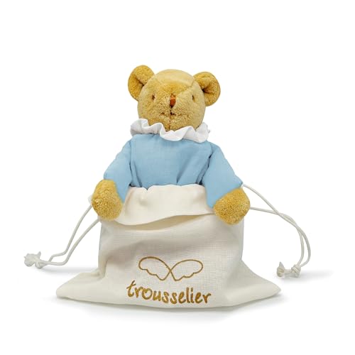 Trousselier - Schmusetuch für Babys, Bär, Babynest mit Rassel – Bär aus Bio-Baumwolle Himmelblau – Geschenk für Neugeborene, Jungen, Mädchen – Teddybär 20 cm – Kuscheltier für Neugeborene, Unisex Trousselier - Schmusetuch für Babys, Bär, Babynest mit Rassel – Bär aus Bio-Baumwolle Himmelblau – Geschenk für Neugeborene, Jungen, Mädchen – Teddybär 20 cm – Kuscheltier für Neugeborene, Unisex von Trousselier