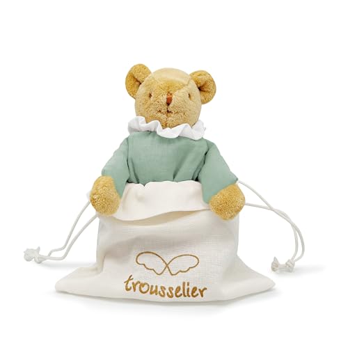 Trousselier - Schmusetuch für Babys, Bär, Einschlagnest mit Rassel, Bär, aus Plüsch, Seladongrün, Bio-Baumwolle, Geschenk zur Geburt, Jungen, Mädchen, Teddybär, 20 cm, Kuscheltier zur Geburt, Unisex Trousselier - Schmusetuch für Babys, Bär, Einschlagnest mit Rassel, Bär, aus Plüsch, Seladongrün, Bio-Baumwolle, Geschenk zur Geburt, Jungen, Mädchen, Teddybär, 20 cm, Kuscheltier zur Geburt, Unisex von Trousselier