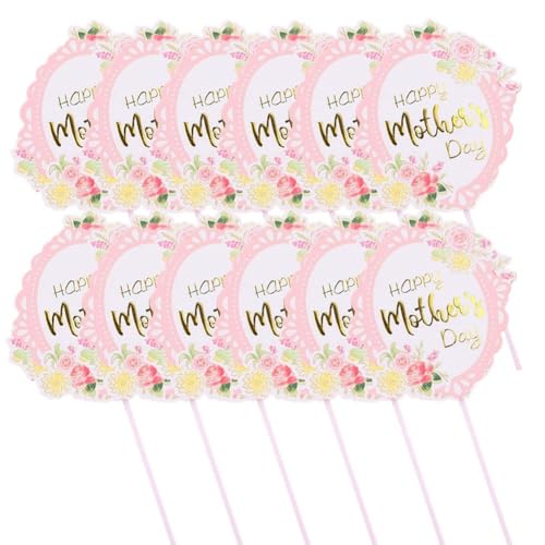 Tortenaufsätze "Happy Mother's Day", Dekoration, Blume, goldfarben, glitzernd, für Mütter, 10 Stück Tortenaufsätze "Happy Mother's Day", Dekoration, Blume, goldfarben, glitzernd, für Mütter, 10 Stück von Trredrins