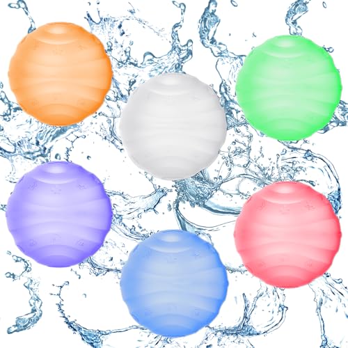6 Stück Wasserbomben Wasserball Wiederverwendbare Auffüllbar Wasser Spielzeug für Poolparty Wasserpark Strand Outdoor Garten von Trrrioosy