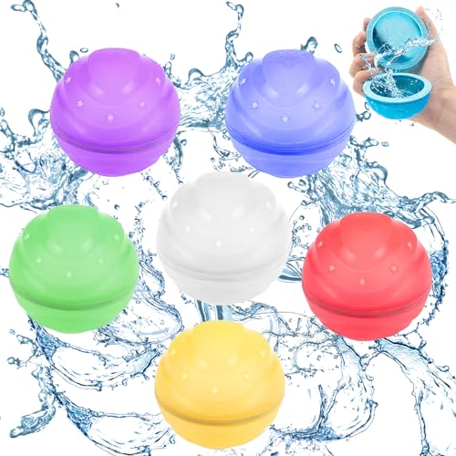 Trrrioosy 6 Stück Wasserbomben Wasserball Wiederverwendbare Selbstschließend Auffüllbar Wasser Spielzeug für Poolparty Wasserpark Strand Outdoor Garten von Trrrioosy