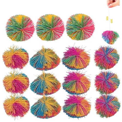 15 PCs sensorische Bälle 3 Zoll kreativer Spielen Spielzeugschnurkugeln weiche Regenbogen Taktile sensorische Spielzeuge umweltfreundlich für Kinder Stress und Angstlindergeschenke Zappeln Ball von Trrymbbe