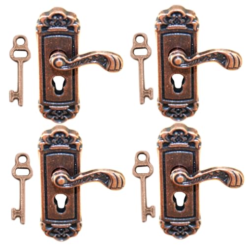 4 Set 1/12 Maßstabszubehör mit Türschlössern und Schlüssel Retro Dollhouse Möbel Einfache Setup Exquisite DIY -Miniaturmöbel für Dollhouse Decoration von Trrymbbe