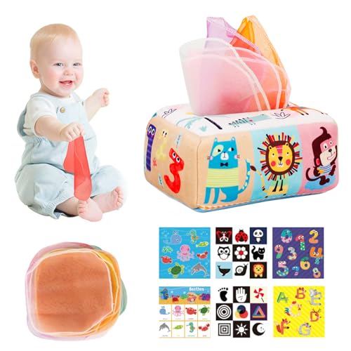 Babyspielzeug 0-6 Monate Baby Tissue Box Spielzeug Cartoon Tieres sensorisches Spielzeug für Stoffzeichnung Gewebe Box Lernkognitive Babyspielzeug 0-6 Monate Baby Tissue Box Spielzeug Cartoon Tieres sensorisches Spielzeug für Stoffzeichnung Gewebe Box Lernkognitive von Trrymbbe