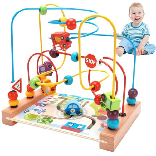 Kleinkind-Achterbahn für Kinder 3-Track-Labyrinth Labyrinth mit Fahrzeugperle leicht zu schieben Baby-Achterbahnfahrten für die Förderung des logischen Denkens und zur Problemlösung Baby von Trrymbbe