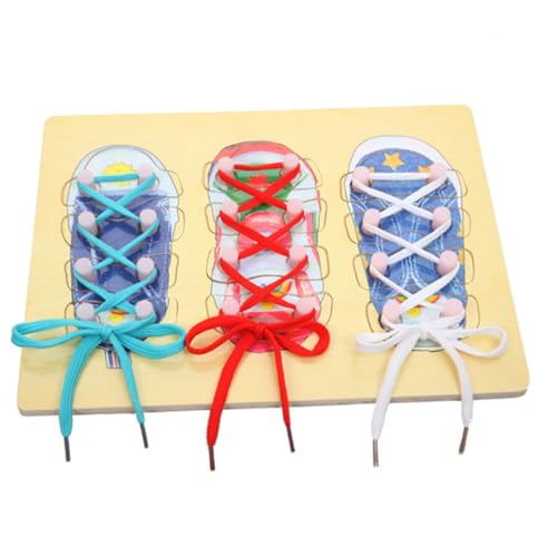 Kreatives Schnürsenkel Spielzeug Kleinkind Holz Bildung Spielzeug Bildungsspielzeug zum Erlernen von Bindungsschuhen 1 Set Shoelaces Schuhspitze Bindungsbrettverlust Brett Kinder Entwicklungspraktike von Trrymbbe