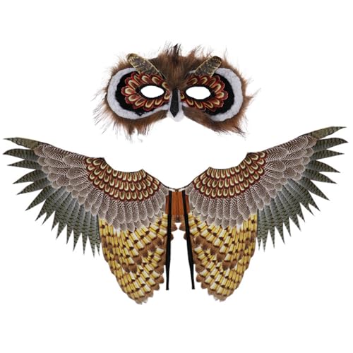 Owl Kostüm Kids Kinder Halloween lebendige Weißkopfseeadlerflügel mit Maske für Jungen Mädchen Einen Größe fits für die meisten Dress-up-Tierkostüme für Cosplay, Themenparty Eulen Kostüm Kinder von Trrymbbe