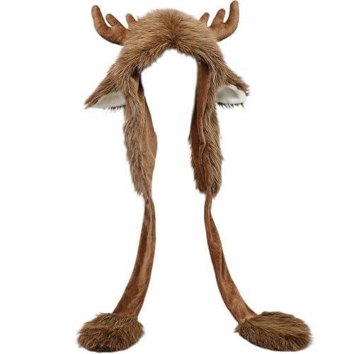Rentierhut, niedliche Hirschohren Fuzzy Hut, weiches und warmes Tier, Plüschparty -Tierhüte mit Schal, lustiges Hirschkostüm für Frauen & Kinder, Cosplay -Accessoires für Party -Weihnachtshüte von Trrymbbe
