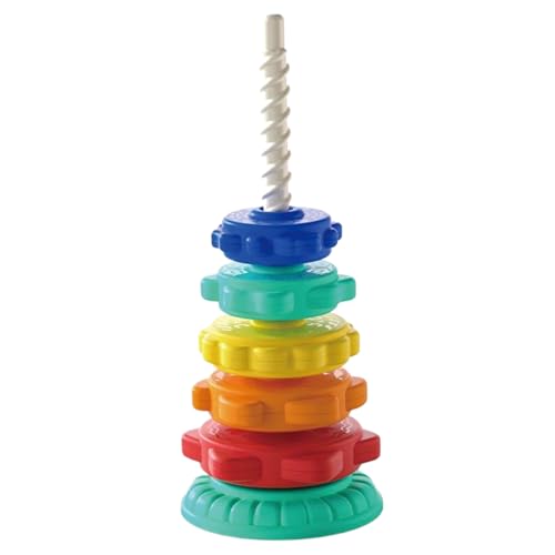 Stack und Spin Spielzeug 6-Layer Regenbogenring Spinning Stacker Spielzeug Baby Regenbogen Spin Tower ABS Plastik No-Burrs Spinning Stapeling-Stapel-Stapelspielzeug für Kleinkinder 1-3 von Trrymbbe