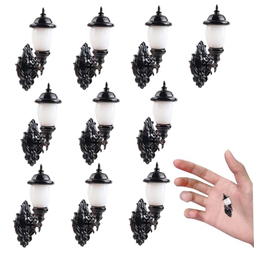 Trrymbbe 10pcs Dollhouse Lichter realistisch 1:87 Miniaturlampe, Mini -LED -Wand warme Lichtlampe, Wandlandschaft Dollhouse Beleuchtung für DIY Sand Tischdekoration Zubehör von Trrymbbe