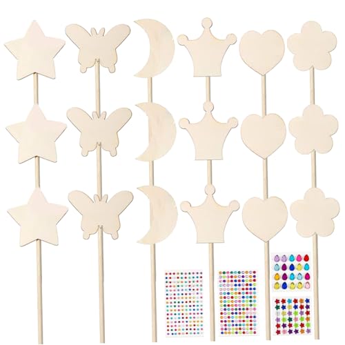 Trrymbbe 18pcs/Set Feenstab, unvollendete hölzerne Prinzessin Zauberstab mit Aufklebern, Geburtstagsfärtungsdekorationen, Partyhandwerk für Mädchen Geburtstagdekorationen Trrymbbe 18pcs/Set Feenstab, unvollendete hölzerne Prinzessin Zauberstab mit Aufklebern, Geburtstagsfärtungsdekorationen, Partyhandwerk für Mädchen Geburtstagdekorationen von Trrymbbe