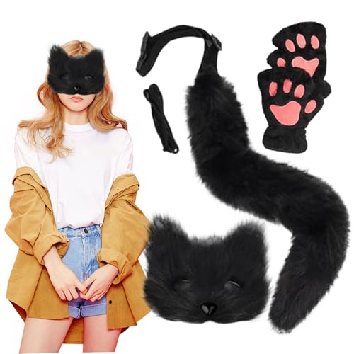 Trrymbbe 3pcs Fox -Kostüm Pelsery Therian Maske und Tail & Paws Handschuhe Plüsch Flauschige Katzen Wolf Pelsery Kostüm mit Maske, Schwanz und Handschuhen für Cosplay -Party Masquerade Fox Trrymbbe 3pcs Fox -Kostüm Pelsery Therian Maske und Tail & Paws Handschuhe Plüsch Flauschige Katzen Wolf Pelsery Kostüm mit Maske, Schwanz und Handschuhen für Cosplay -Party Masquerade Fox von Trrymbbe