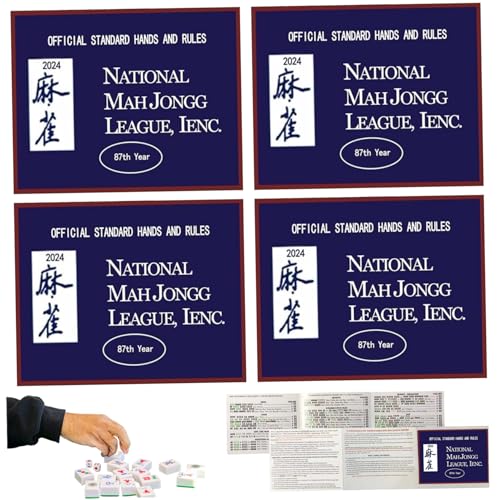 Trrymbbe 4PCS Mahjong -Karten 2024 Mahjong Card Offizielles Großerdruck Mah Jong Card Table Game Score -Karten für offizielle Standardhände und Regeln 2024 von Trrymbbe