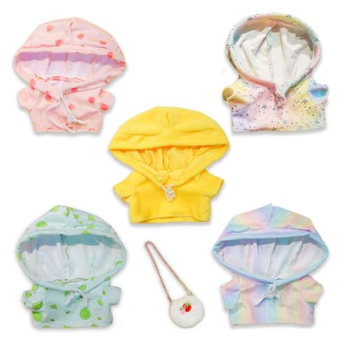 Trrymbbe Ausgestopfte Tierkleidung, 5pcs Kawaii Duck -Kleidung und 1 -pc -Erdbeerbeutel, Ersatz für ausgestopfte Tiere wiederverwendbar von Trrymbbe