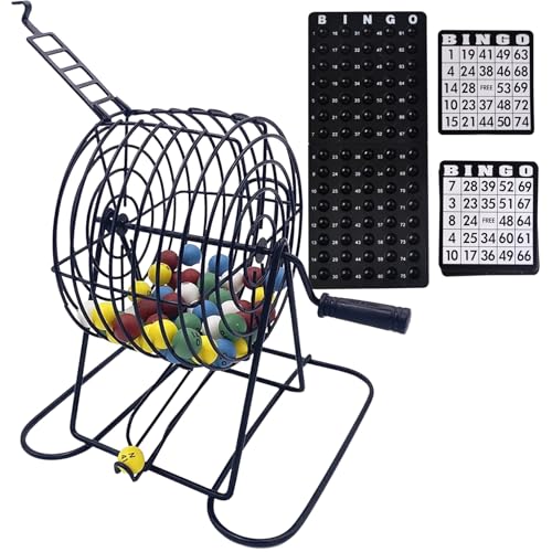 Trrymbbe Bingo Set Deluxe Fun Bingo Game Set enthält 150 farbenfrohe Chips, 18 Karten, 75 Bälle, 8 handgesiedelte Käfig- und Brett-Sets für Erwachsene Spiel von Trrymbbe