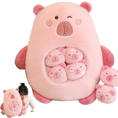 Trrymbbe Capybara Plüsch mit 6 abnehmbaren Mini -Capybara im 14x18 -Zoll -Snack Kissen Baumwolle ausgestopftes entzückendes Kuschelkissen für Kinder und Erwachsene, Stil 2 ausgestopftes Tier Trrymbbe Capybara Plüsch mit 6 abnehmbaren Mini -Capybara im 14x18 -Zoll -Snack Kissen Baumwolle ausgestopftes entzückendes Kuschelkissen für Kinder und Erwachsene, Stil 2 ausgestopftes Tier von Trrymbbe