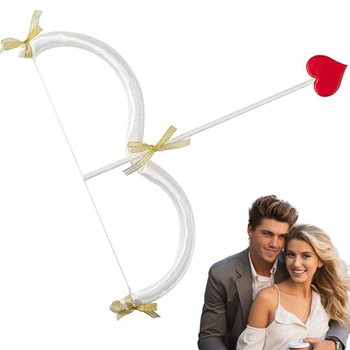 Trrymbbe Cupid Bow und Pfeilset 17.72 Zoll Herz Form niedliche Valentinstag Cupid Bow Kostüm für Cosplay -Weihnachtsfotografie, weißes Kostüm von Trrymbbe